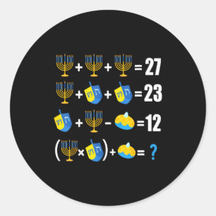 Happy Hanukkah Menorah Dreidel Doughnut Math Teach Classic Round Sticker