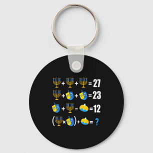 Happy Hanukkah Menorah Dreidel Doughnut Math Teach Keychain