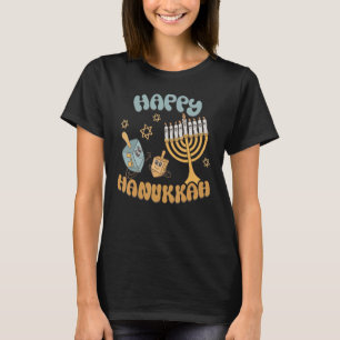 Happy Hanukkah Menorah Dreidel Retro Chanukkah Men T-Shirt