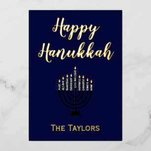 Happy Hanukkah Menorah  Foil Holiday Card