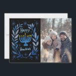 Happy Hanukkah Menorah Hand Drawn CUSTOM PHOTO  Holiday Card<br><div class="desc">Sweet wreath drawing to wish someone happy holidays! Add your own photo! Click "personalize" to add your own photo. You can also add text to the front or back side. Check my shop for more options. Also available as digital download to send instantly via email or text message and postcards...</div>