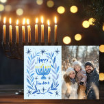 Happy Hanukkah Menorah Hand Drawn CUSTOM PHOTO  Holiday Card<br><div class="desc">Sweet wreath drawing to wish someone happy holidays! Add your own photo! Click "personalize" to add your own photo. You can also add text to the front or back side. Check my shop for more options. Also available as digital download to send instantly via email or text message and postcards...</div>