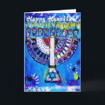Happy Hanukkah! Menorah Holiday Card<br><div class="desc">Jolie Frank Original Reverse Glass Acrylic Paint Design. 2011</div>