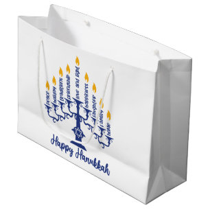 Happy Hanukkah Menorah Large Gift Bag