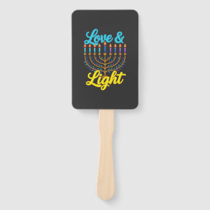 Happy Hanukkah Menorah Lights Celebration Hand Fan