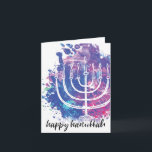 Happy Hanukkah, Menorah, Modern Art Inspired Holiday Card<br><div class="desc">Modern art-inspired illustration,  "Happy Hanukkah."</div>