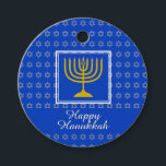 HAPPY HANUKKAH Menorah Personalized Blue Favour Tags<br><div class="desc">These stylish HANUKKAH favour tags, with a blue background and faux silver Star of David pattern and menorah, will add the perfect finishing touch to your gift wrapping. Both the front message, which reads HAPPY HANUKKAH, and the back message are customizable, so you can replace with your own details. This...</div>