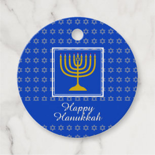 HAPPY HANUKKAH Menorah Personalized Blue Favour Tags