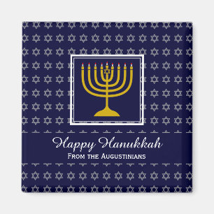 HAPPY HANUKKAH Menorah Personalized Blue Fridge Magnet