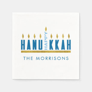 Happy Hanukkah Menorah Personalized Napkin