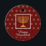HAPPY HANUKKAH Menorah Personalized Red Favour Tags<br><div class="desc">These stylish HANUKKAH favour tags, with a red background and faux gold Star of David pattern and menorah, will add the perfect finishing touch to your gift wrapping. Both the front message, which reads HAPPY HANUKKAH, and the back message are customizable, so you can replace with your own details. This...</div>