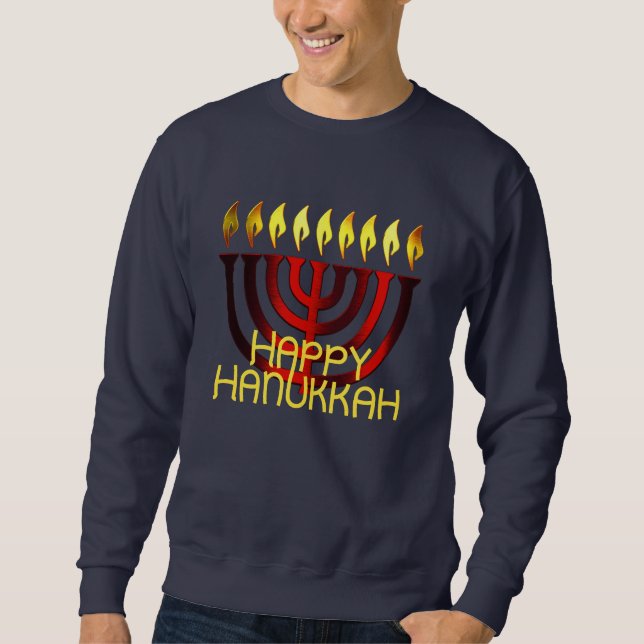 Happy Hanukkah Menorah Red Sweatshirt (Front)