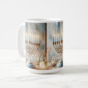 Happy Hanukkah Menorah Watercolor Modern Luxury  Coffee Mug