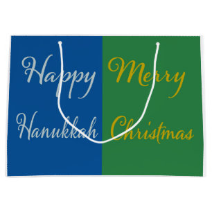 Happy Hanukkah Merry Christmas Dual Holiday  Large Gift Bag