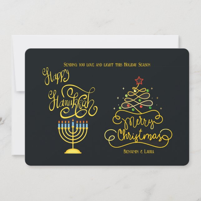 Happy Hanukkah Merry Christmas Holiday Card (Front)