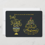 Happy Hanukkah Merry Christmas Holiday Card<br><div class="desc">A "happy everything" holiday card featuring a menorah and Christmas tree against a black background. The card is easy to customize with your wording, font and font colour. Not exactly what you're looking for? All our products can be custom designed to meet your needs at no extra charge. Simply contact...</div>