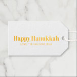 Happy Hanukkah minimalist elegant personalized Gift Tags<br><div class="desc">Happy Hanukkah foil typography simple minimalist modern elegant Hanukkah personalized Gift Tags. 
Fully customizable gold foil text,  available in kraft or white paper.
You can choose silver or gold foil.</div>