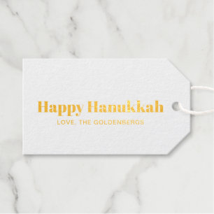 Happy Hanukkah minimalist elegant personalized Gift Tags