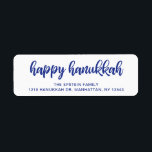 Happy Hanukkah Modern Blue Holiday Return Address<br><div class="desc">Modern return address label featuring a simple yet elegant design with "Happy Hanukkah" in bold navy blue typography over white. These custom return address labels are a great way to add a personal touch to your Hanukkah cards and make preparing them for the mail faster and easier. Coordinating items available...</div>