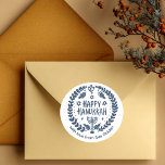 HAPPY HANUKKAH Modern Hand-Drawn Custom Whimsical  Classic Round Sticker<br><div class="desc">Perfect sticker for a Jewish celebration! Hand made art for you. FULLY CUSTOMIZABLE! Click "personalize" to change the text and "edit using design tool" to add text and adjust the colours and placements. THANK YOU FOR SUPPORTING INDEPENDENT ARTISTS! All artwork and designs are created by me. I love to draw...</div>