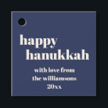 Happy Hanukkah Modern Navy Blue Personalized Favour Tags<br><div class="desc">Add a touch of elegance to your celebrations with these Happy Hanukkah Modern Navy Blue Personalized Favour and Gift Tags. Featuring a sleek navy blue background with a contemporary design, these tags are perfect for adding a personalized message to your Hanukkah gifts and favours. The clean lines and modern typography...</div>