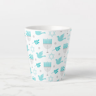 Happy Hanukkah Modern Star Of David Menorah Latte Mug