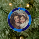 HAPPY HANUKKAH Modern Swirl Star Custom PHOTO Ceramic Ornament<br><div class="desc">An ornament for your Hanukkah bush! Hand made art for you. FULLY CUSTOMIZABLE! Click "personalize" to add photo and text and adjust the fonts, colors and placements. THANK YOU FOR SUPPORTING INDEPENDENT ARTISTS! All artwork and designs are created by me. I love to draw and paint! Thanks for shopping with...</div>