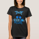 Happy Hanukkah Mom Messy Bun Jewish Christmas Paja T-Shirt<br><div class="desc">Happy Hanukkah Mom Messy Bun Jewish Christmas Pajama 1</div>