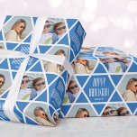 Happy Hanukkah Name & Photos Star Pattern Blue Wrapping Paper<br><div class="desc">Make your Hanukkah gift extra special with this personalized celebration wrapping paper. Featuring two of your favourite photos framed inside a seamless star pattern. Easy to replace with your own custom greeting and name. This versatile design is perfect for many different occasions including Hanukkah, birthdays, holidays, new home and more!...</div>