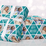 Happy Hanukkah Name Photos Star Pattern Turquoise Wrapping Paper<br><div class="desc">Make your Hanukkah gift extra special with this personalized celebration wrapping paper. Featuring two of your favourite photos framed inside a seamless star pattern. Easy to replace with your own custom greeting and name. This versatile design is perfect for many different occasions including Hanukkah, birthdays, holidays, new home and more!...</div>