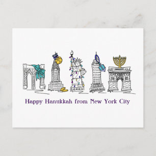 Happy Hanukkah New York City NYC Jewish Holidays Holiday Postcard