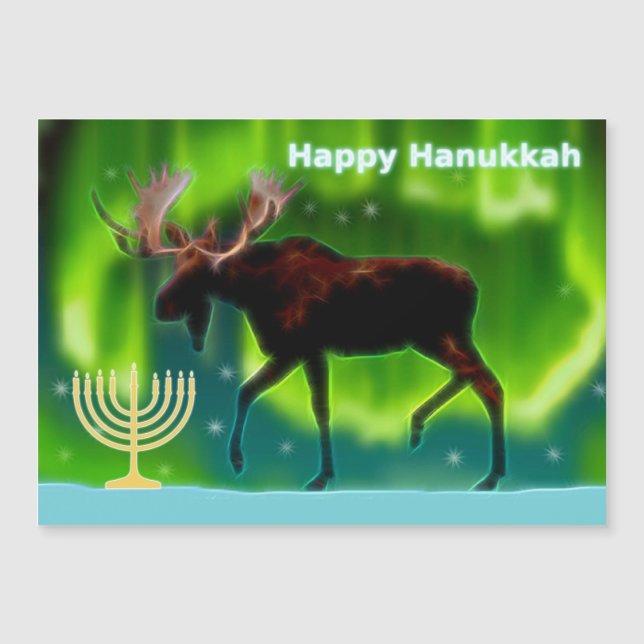 Happy Hanukkah - Northern Lights Moose (Front)