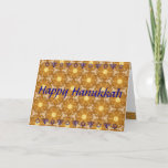 Happy Hanukkah (or Chanukah) in Gold & Blue Holiday Card<br><div class="desc">Tiny gold stars adorn this seamless design accompanied by a wish for a happy Hanukkah. The words inside and out are fully customizable,  so you may use Chanukah if you prefer and/or you may change or remove the inside text and images.</div>