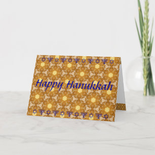 Happy Hanukkah (or Chanukah) in Gold & Blue Holiday Card