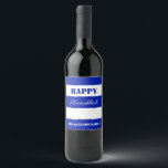 Happy Hanukkah or Your Text Blue White Stripes Wine Label<br><div class="desc">Happy Hanukkah The Williams Family or Your Text,  Blue and White Striped Pattern,  Elegant Wine or sparkling wine Bottle Gift Tag</div>