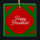 happy Hanukkah Ornament<br><div class="desc">Style: Ceramic Square Ornament Bring a lot more holiday cheer to your tree with a custom ceramic ornament. Add family photos, images and personal message to both sides of this ornament. A strand of gold thread makes it easy to hang this fantastic keepsake. Dimensions: 2.75"l x 2.75"w; Weight: 0.96 oz....</div>
