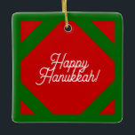 happy Hanukkah Ornament<br><div class="desc">Style: Ceramic Square Ornament Bring a lot more holiday cheer to your tree with a custom ceramic ornament. Add family photos, images and personal message to both sides of this ornament. A strand of gold thread makes it easy to hang this fantastic keepsake. Dimensions: 2.75"l x 2.75"w; Weight: 0.96 oz....</div>