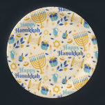 Happy Hanukkah Paper Plate<br><div class="desc">Hanukkah Pattern Plates</div>