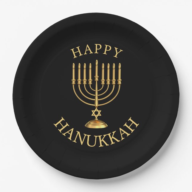 Happy Hanukkah Paper Plate (Front)