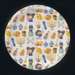 Happy Hanukkah Paper Plate<br><div class="desc">Hanukkah Pattern Plates</div>