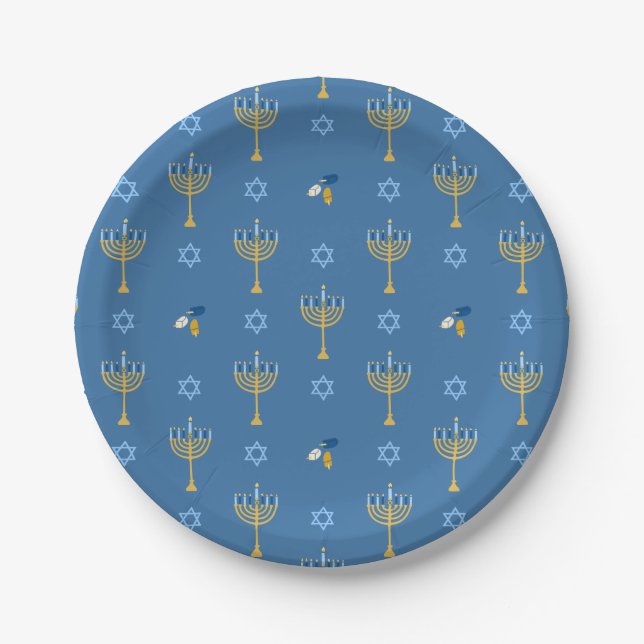 Happy Hanukkah Paper Plate (Front)