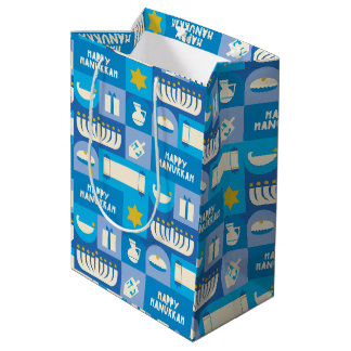 Happy Hanukkah Papercut Grid Medium Gift Bag