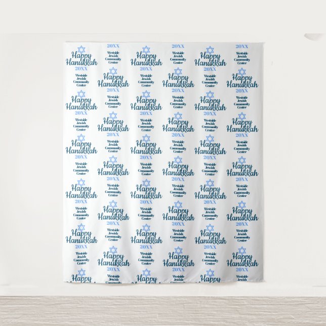 Happy Hanukkah Party Backdrop Photo Background Tapestry (Front)