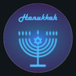 Happy Hanukkah Party Beautiful Decoration Classic Round Sticker<br><div class="desc">Happy Hanukkah Party Beautiful Decoration,  Jewish Holiday,  Classic Round Sticker. Jewish Holiday Hanukkah background with traditional Chanukah symbols - menorah,  candles,  star of David and glowing lights wallpaper pattern. Hanukkah Festival Event Decoration. Jerusalem,  Israel.
Crafts & Party Supplies > Gift Wrapping Supplies > Stickers & Labels</div>