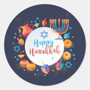 Happy Hanukkah Party Beautiful Decoration Classic Round Sticker