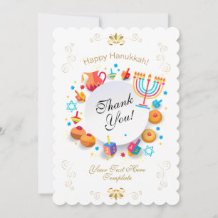 Happy Hanukkah Party Beautiful Decoration Custom Thank You Card