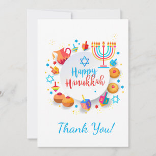 Happy Hanukkah Party Beautiful Decoration, Jewish Thank You Card