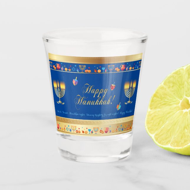 Happy Hanukkah Party Beautiful Decoration Shot Glass (Front)