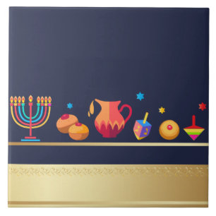 Happy Hanukkah Party Beautiful Decoration Tile