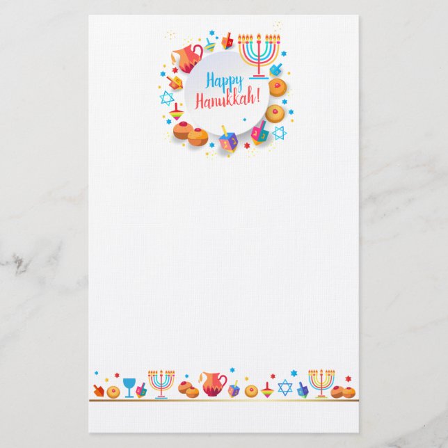 Happy Hanukkah Party Festival of lights Beautiful Stationery (Front)